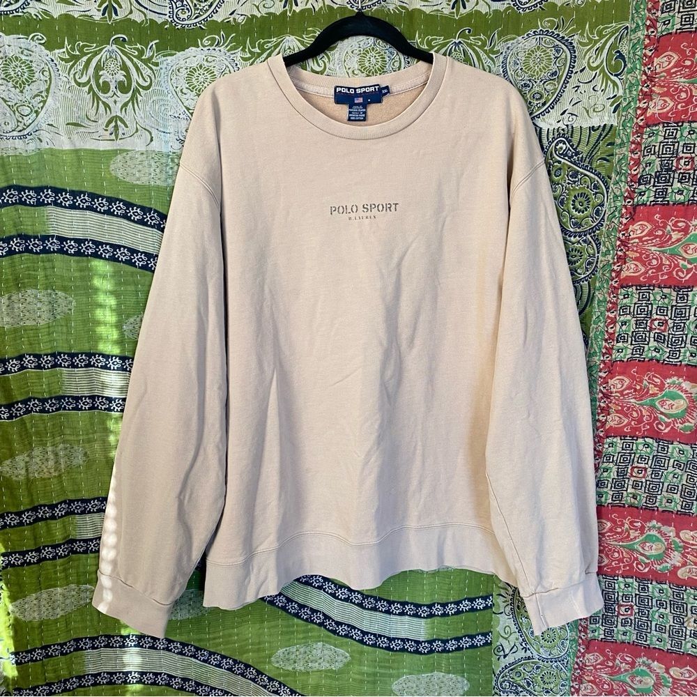 90's Ralph Lauren Polo Sport Khaki Crewneck Sweatshirt Size Extra Extra Large